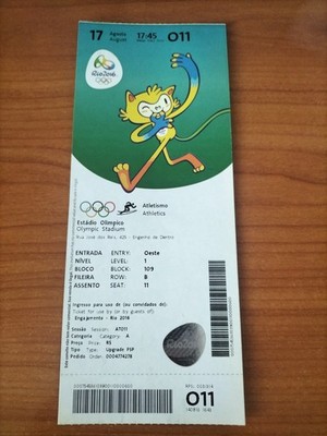 Used Ticket Olympic 17.08. 2016 Rio Olympia O11 Athletics 2