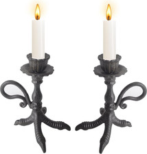 Claw Foot Candlestick Holders Set of 2 Cast Iron Black Taper Candle Holders