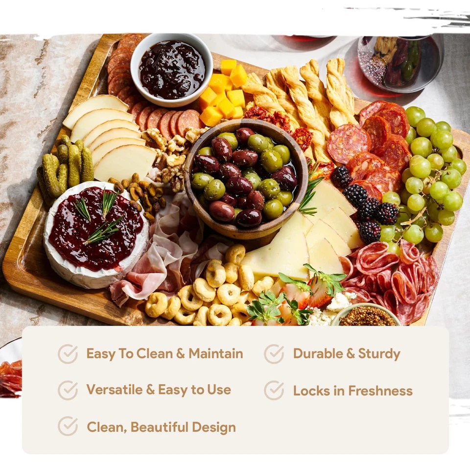 Soporte para Pasteles de Madera de Acacia con Tapa - Soporte para Pasteles Rectangular, Pestaña de Postre 2 en 1... Foto 4 de 4