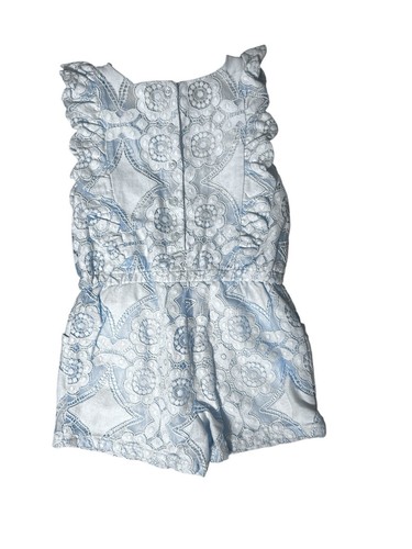 Janie and Jack Girls Light Blue Lace Ruffle Romper Size 5 - Picture 6 of 24