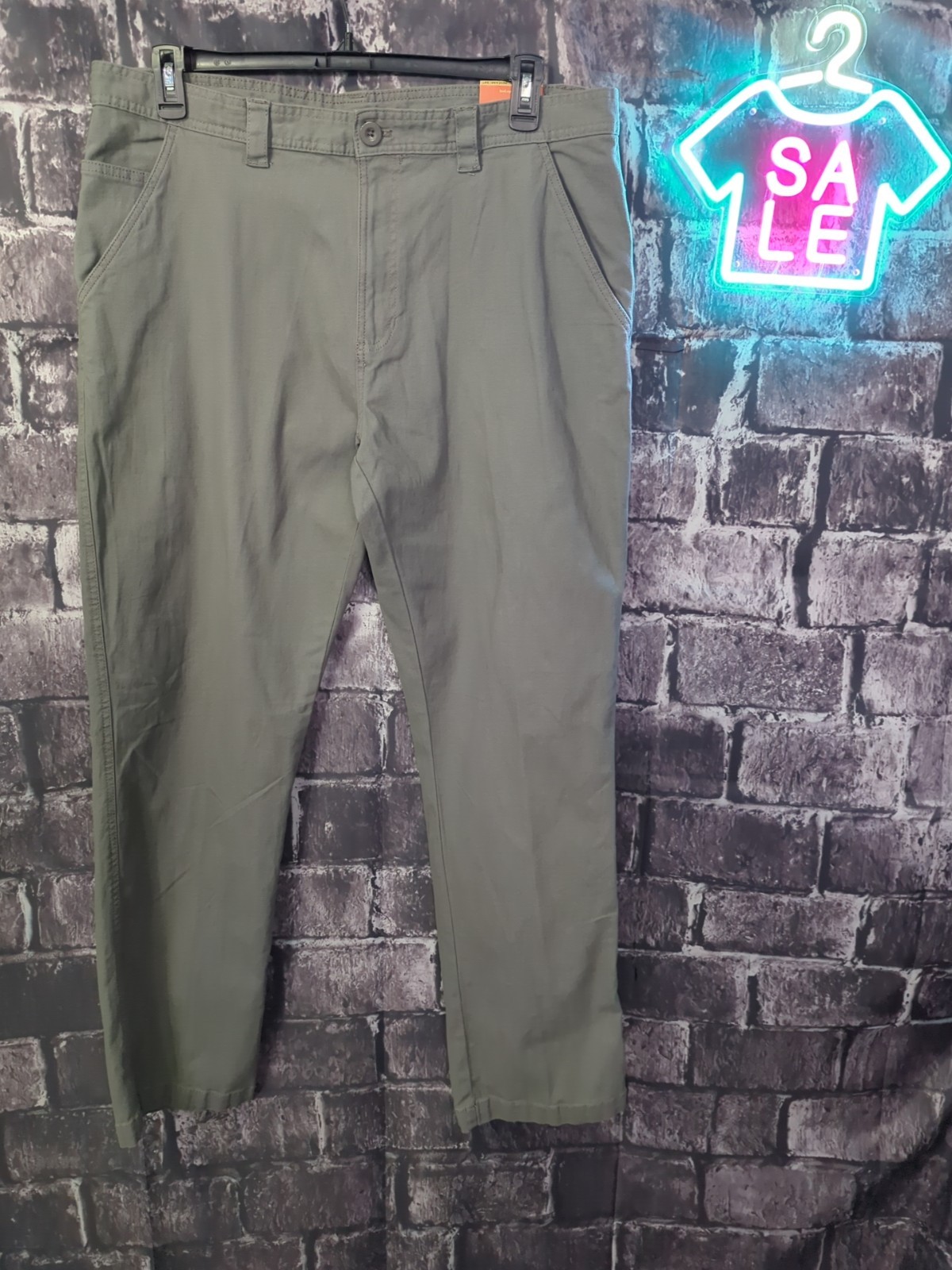 Reel Legends Canvas Pants Stretch Size 38x34 Gray Performance Outfitters   [LF6]