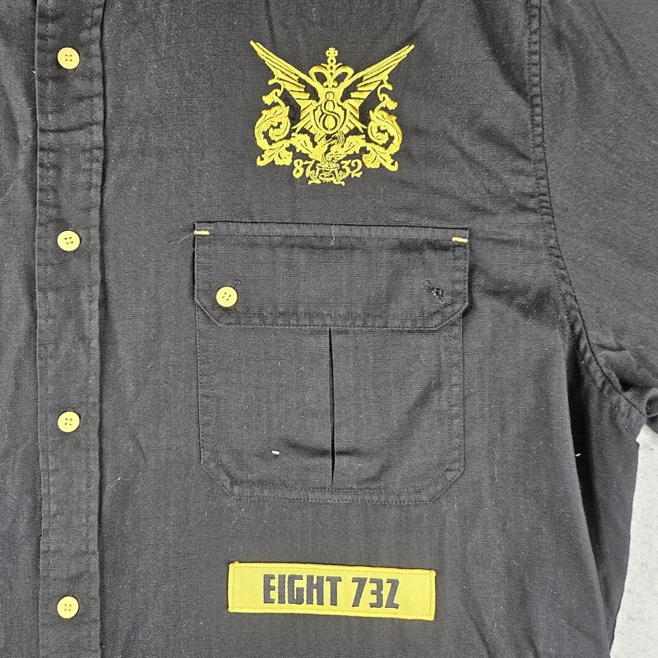 Camisa Eight 732 Para Hombre 3XL Negra Manga Corta Abotonada Captns y Tripulaciones Piloto Foto 2 de 4