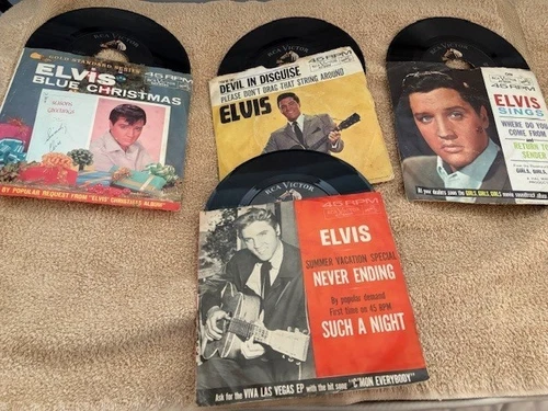 Elvis Presley - Lot Of 4- 45s Vinyl With Picture Sleeves-good condition