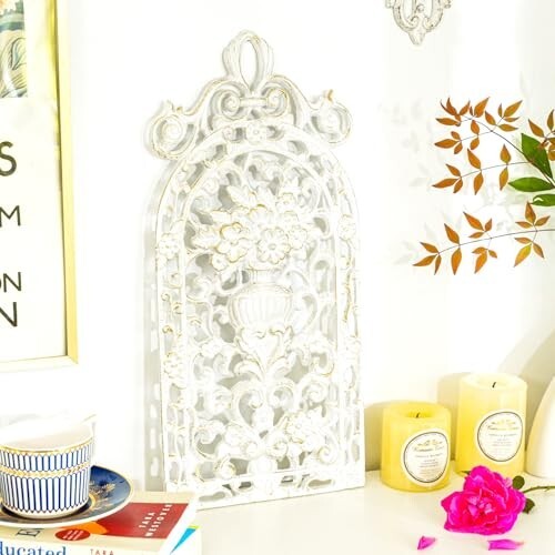 Florero ornamentado decoración de pared Sungmor rollo hierro fundido antiguo pasillo escultura - Imagen 4 de 15