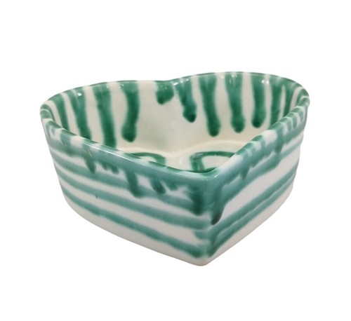 Vintage Gmundner Keramik Dizzy Green Heart Shaped Bowl Austria Pottery - Picture 3 of 12