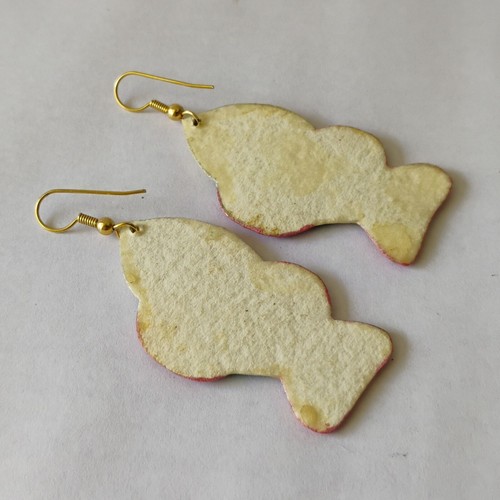 Vintage Handmade Resin Multicolor Fish Dangle Earrings 2.5 inch - Picture 5 of 7