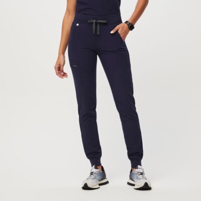 Figs High Waisted Zamora Jogger Scrub Pants Navy Blue Size Medium | eBay
