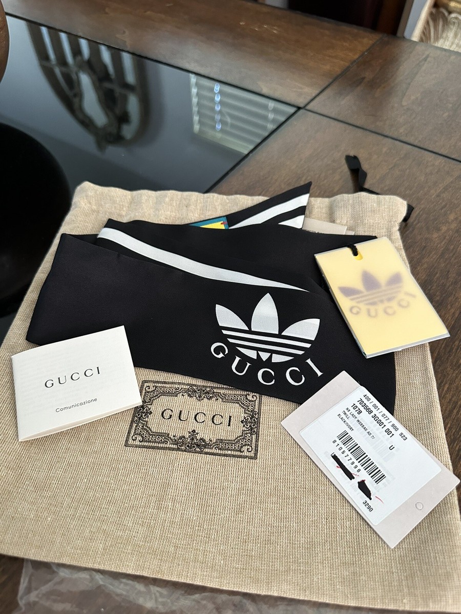 Gucci X Adidas Black & White Striped Silk Neck Bow Gucci X Adidas Black & White Striped Silk Neck Bow