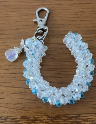 Kristall etwas Blau Glückshufeisen und Schutzengel Blumenstrauß Charm