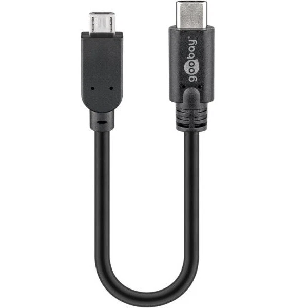 USB Kabel 2.0 USB C auf Micro B schwarz 0.2 m Adapterkabel - Bild 2 von 3