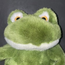 Vintage Happiness Always 1995 Hand Puppet Stuffed Plush Toy Green Pond Frog