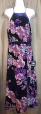 LULUS MAXI DRESS SZ L ENDEARING STYLE NWT FLORAL NAVY VELVET