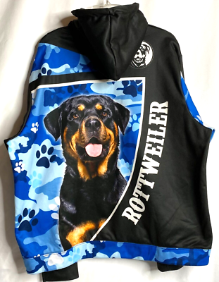 Rottweiler Dog All Over Graphic Double Sided Hoodie Sweatshirt 2XL