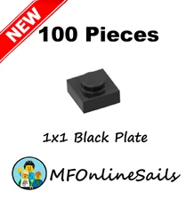 **NEW** 100x Genuine LEGO 1x1 Black PLATES - Part # 3024 small bulk lot