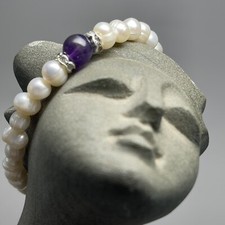 Bracelet améthyste et perles d'eau douce 