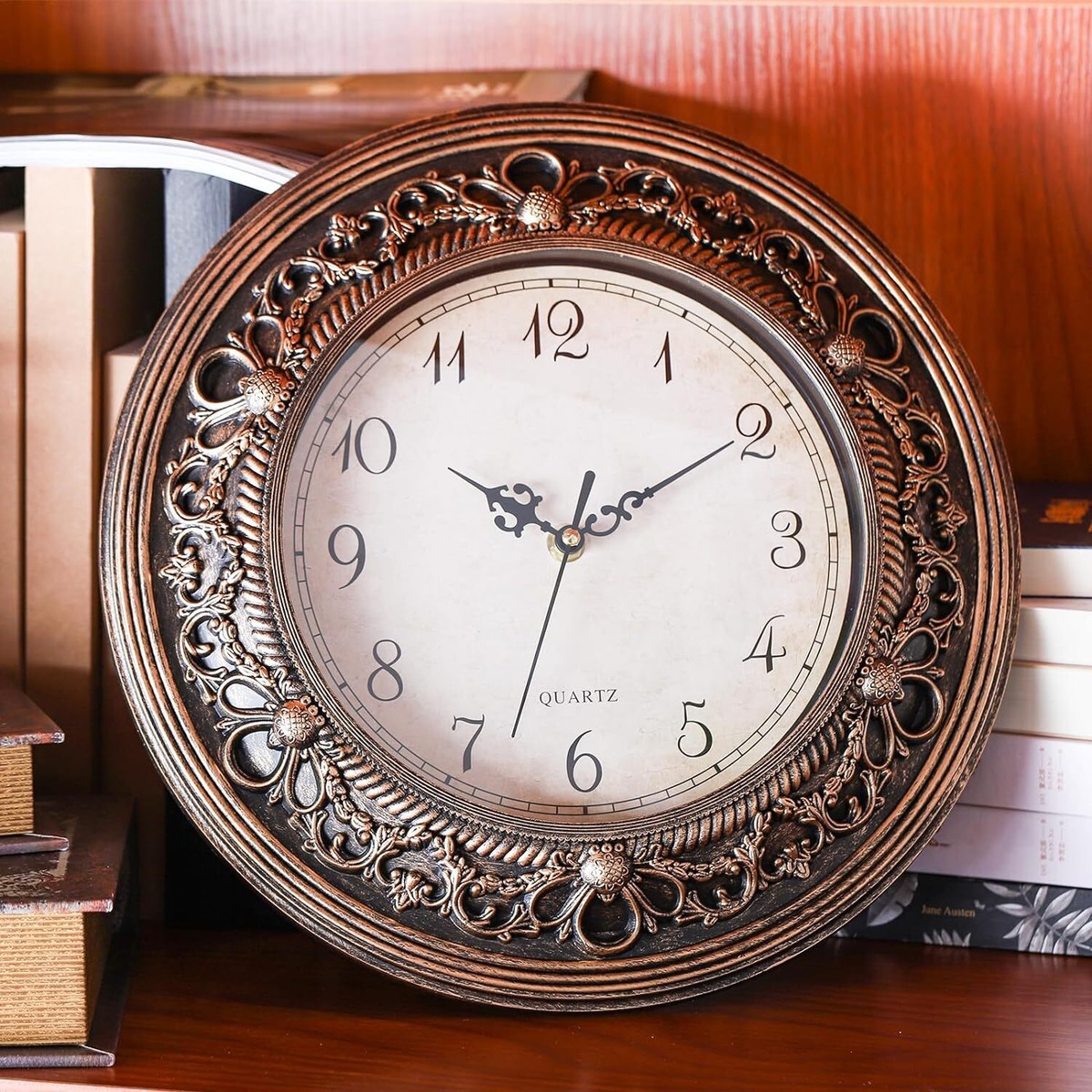 Silent Wall Clock 13 Inch Vintage Large Battery Operated round