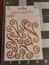 The paper studio stick a bilities Gold SWIRLS  glitter stickers 20pc ST3
