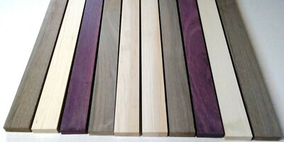3/4'' x 2'' x 12'' - 2 PURPLEHEART 4 Walnut 4 Maple Wood DIY Cutting Boards Trivets