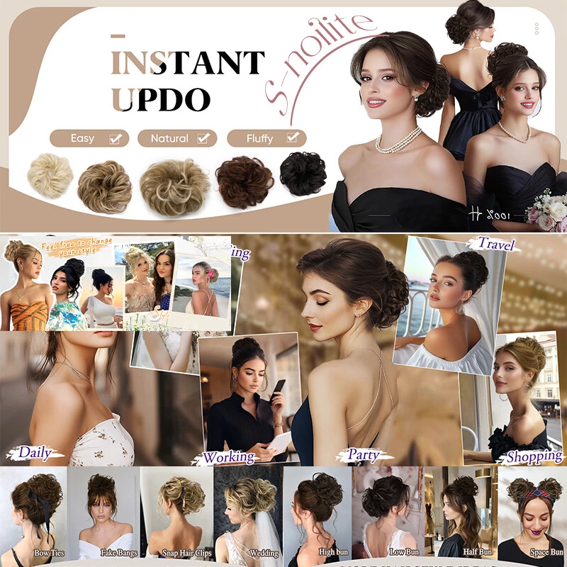 100% Wie Echthaar Dutt Haargummi Lockig Extensions Haarteil Messy Bun Haarknoten - Bild 2 von 4