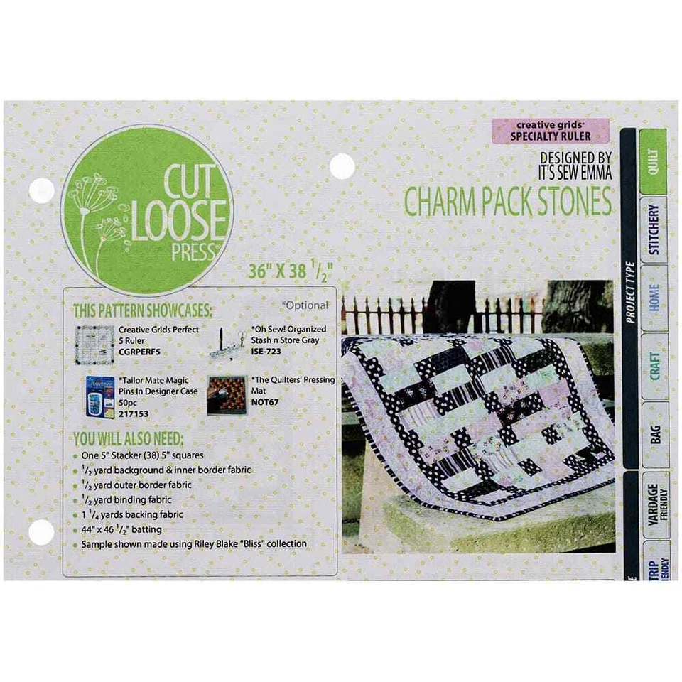 Cut Loose Press Charm Pack Stones Quilt Pattern - Image 4 of 4