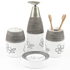 5pcs Bathroom Accessories Set Lotion Dispenser Holder Ceramic Hotel Bathroom