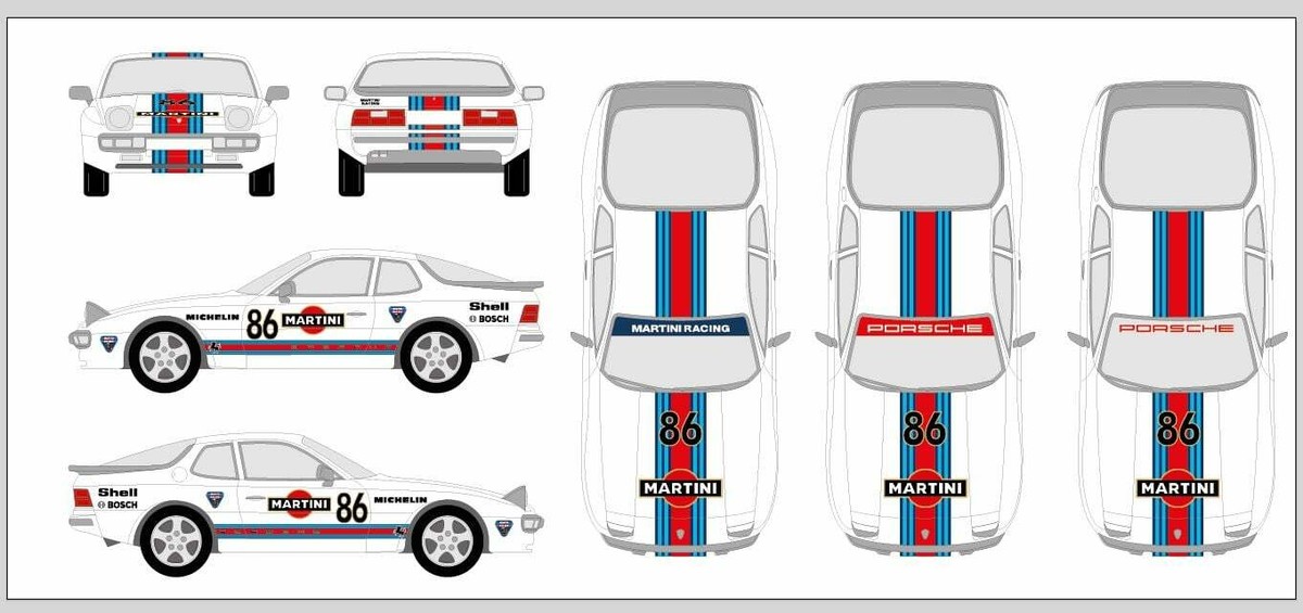 Porsche 924 & 944 Martini Racing Le Mans Stripe Numéro De