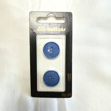 Dill-Buttons Plastic Blue Round 11/16" (18MM) 1322 Set of 2 Vtg