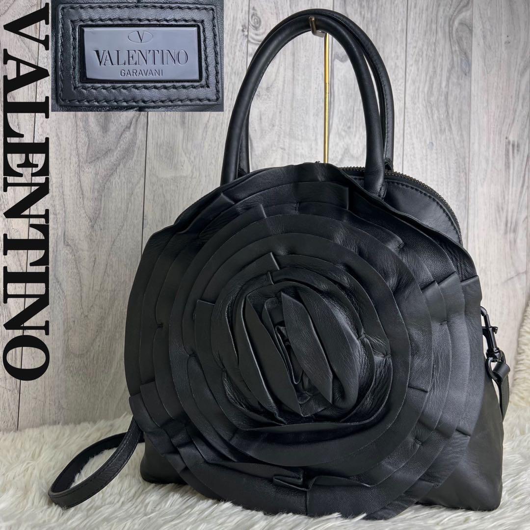 Valentino Leather Rose Flower 2Way Bag Fits A4 Rare /Used++ | eBay