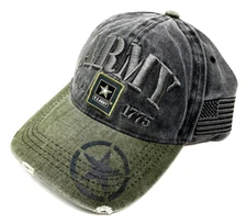 UNITED STATES ARMY TEXT US MILITARY LOGO FADED BLACK GREEN CURVED BILL HAT CAP