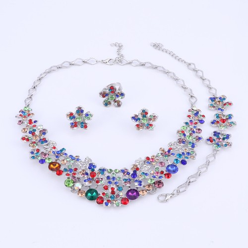 Conjunto de joyería de regalo de boda para mujer con flores de cristal - Imagen 95 de 106