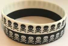 Skulls Skeleton Wristband NEW Baller Band Silicone Rubber Wrist Band Black
