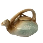 Vintage McCOY Ceramic Tea Coffee Pot Mid Century Modern Daisy Green Gold Kitchen