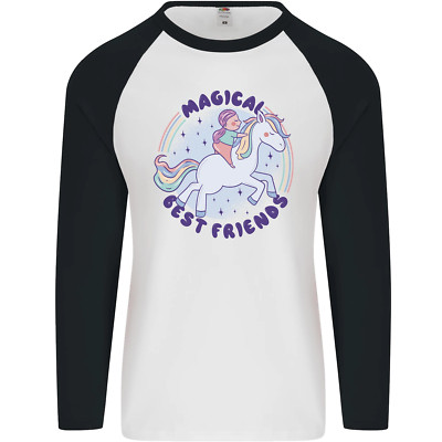 Magical Friends a Girl Riding a Unicorn Herren L/S Baseball T-Shirt