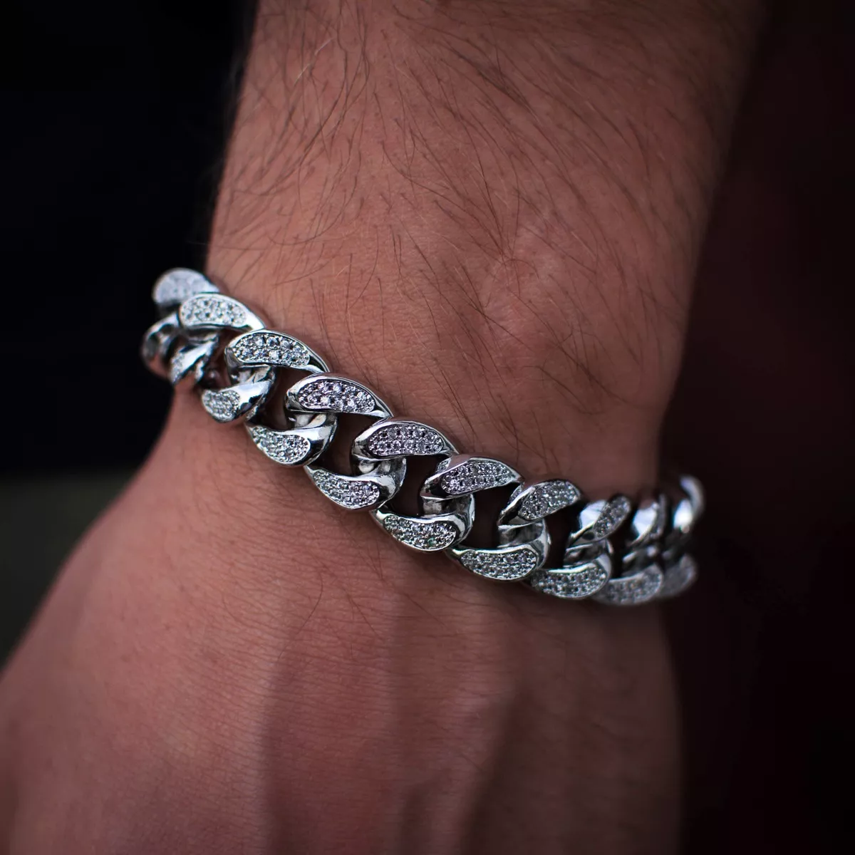 18k white gold cuban on sale link bracelet