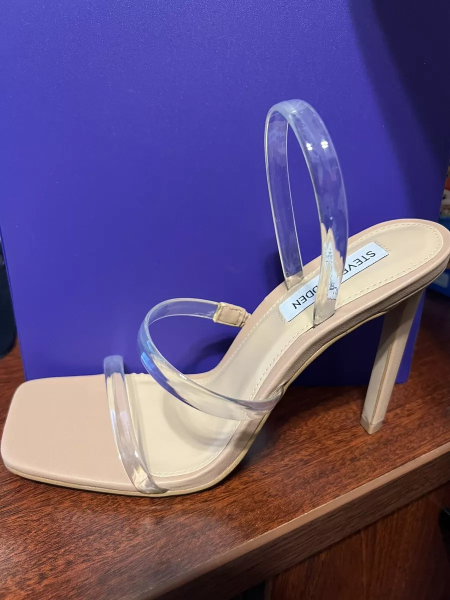 Steve Madden Gracey Clear Vinyl Square Toe Dress Sandals Size 8