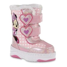 Disney Minnie Mouse Toddler Girls' Pink Snow Winter Boots Size 11/12 Medium