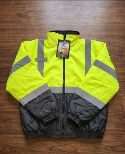 Radians Radwear Hi-Vis Green Bottom Bomber Safety Jacket ANSI Class 3 - product listing photo