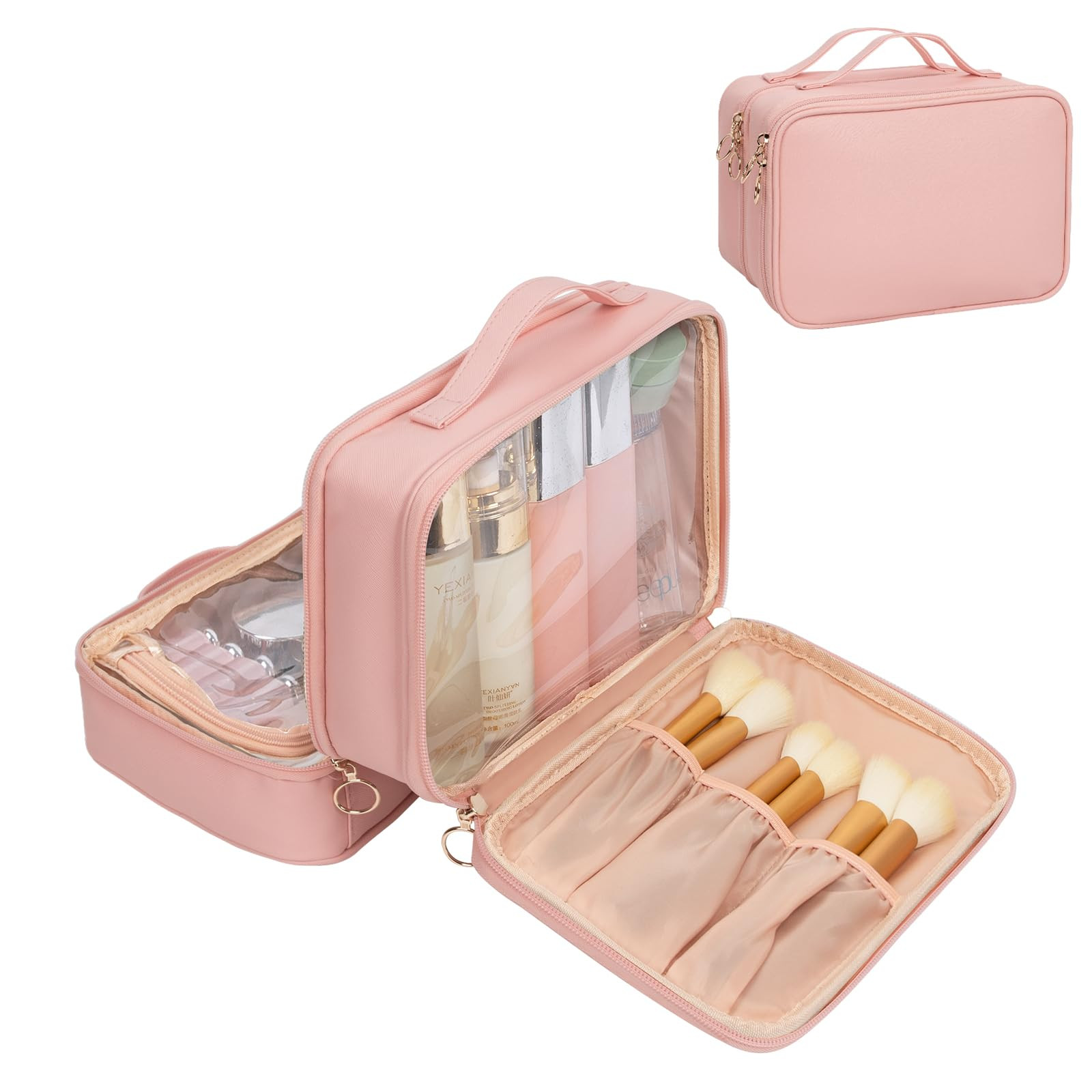 Double Layer Clear Makeup Bag with Large Capacity – New Look Stylish Cosmetic Organizer-image