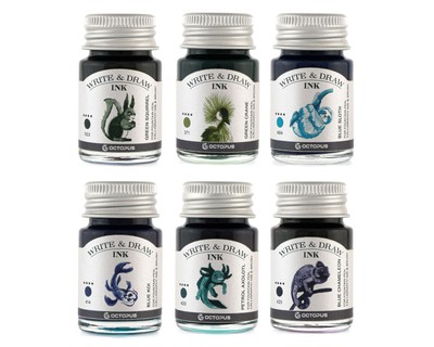 Octopus Write and Draw Ink Set RIVER, Schreib- und Zeichentinte, 6x10 ml