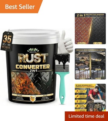 2-in-1 Rust Converter & Metal Primer - 35 oz Waterproof Black Paint