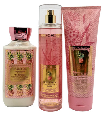 NEW Bath & Body Works Lot of 3 Costa Pink Pineapple Sunrise Cream Lotion Mist 8