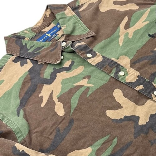 Ralph Lauren Mens Classic Fit Denim Shirt Button Down Camo Size XXL Lightweight