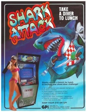 Shark Attack Game Plan Video Arcade Flyer / Brochure / Ad - Excellent