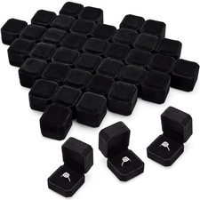 120 Pcs 2.13 x 2.01 x 1.54 Inch Velvet Ring Box Display Jewelry Case Storage ...