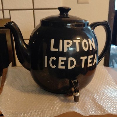 Lipton Iced Tea Beverage Dispenser w/ Spigot, Black/White Coffee & Tea