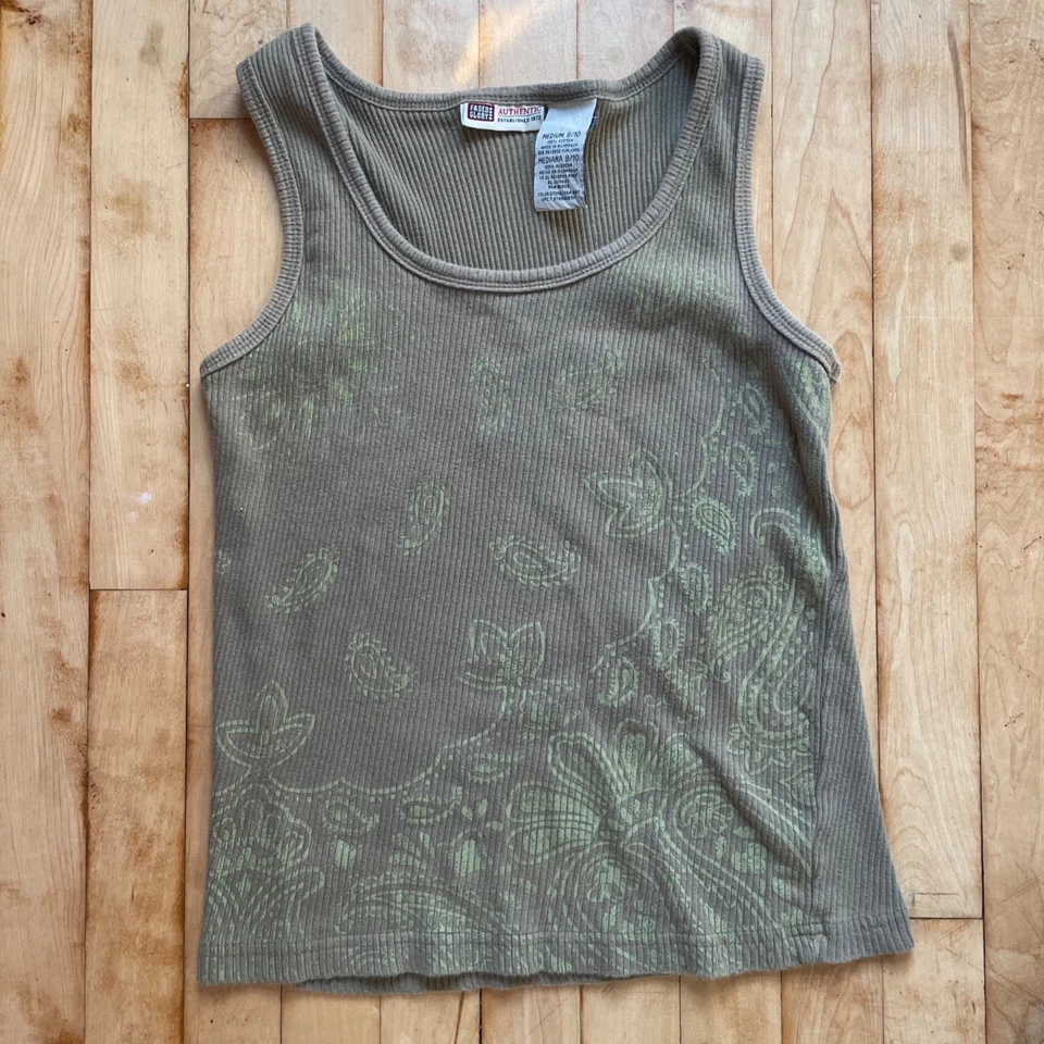 Camiseta sin mangas vintage Y2K años 90 descolorida gloria cachemira estampado floral grunge ropa de calle boho Foto 2 de 4