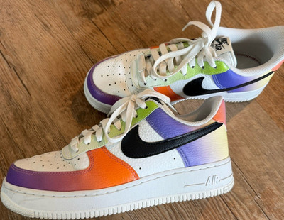 Nike Air Force 1 Multicolor Leather Low Top Sneaker White Orange Purple Green