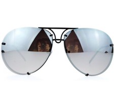 Oversized Mirrored Aviator Sunglasses Unisex Black Frame