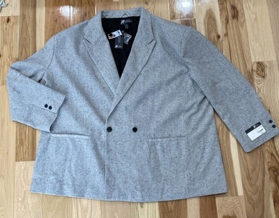 5XL NWT JF J.Ferrar & Jason Bolden Gray Tweed Lined Pockets Double Breast Blazer