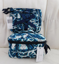 VERA BRADLEY Train Case Cosmetic Travel Bag and 3 Trio Bags - Shore Enough - NWT